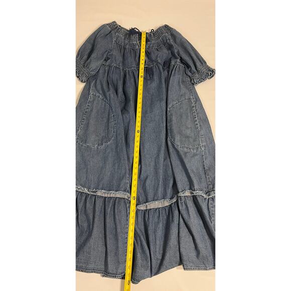 Free People Maxi Dress Womens XL Blue Boho Chic Cottagecore Whimsy Cowgirl - Picture 4 of 15